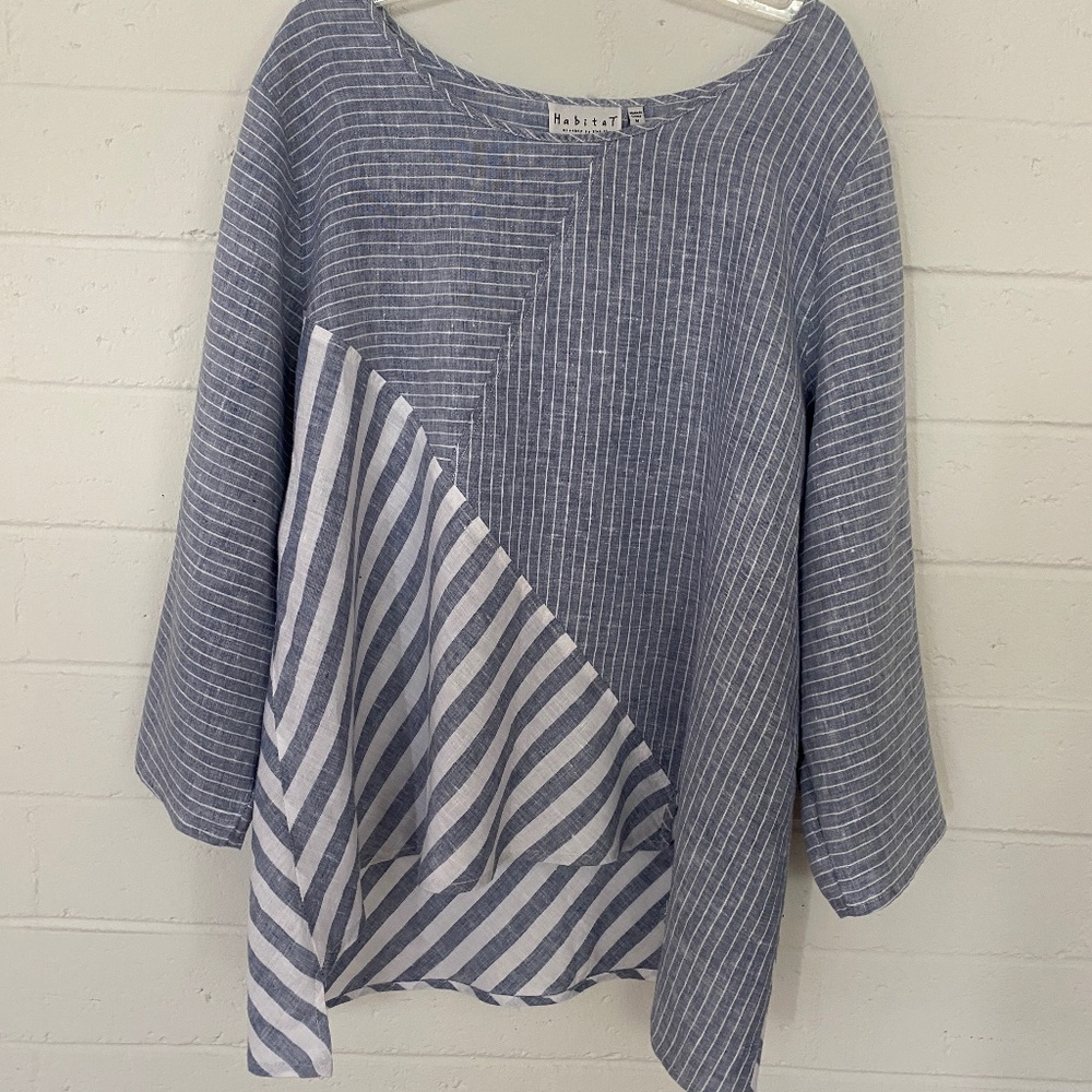 Habitat Linen Chambray Stripe Top M